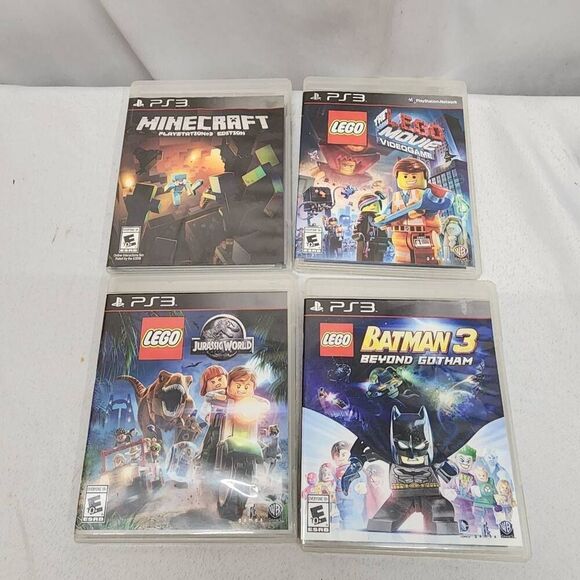 Sony PS3 Lot Of 4 LEGO Jurassic World, Batman, Lego Movie, Minecraft Untested - Picture 1 of 4
